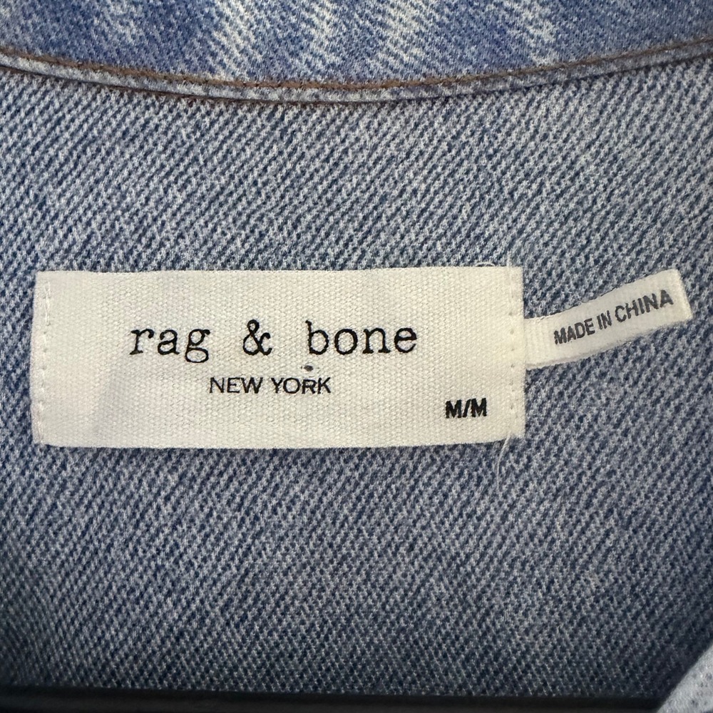 Rag & Bone Denim Dress Women Medium Blue Tencel Short Sleeve Mini Button Front - Picture 3 of 9